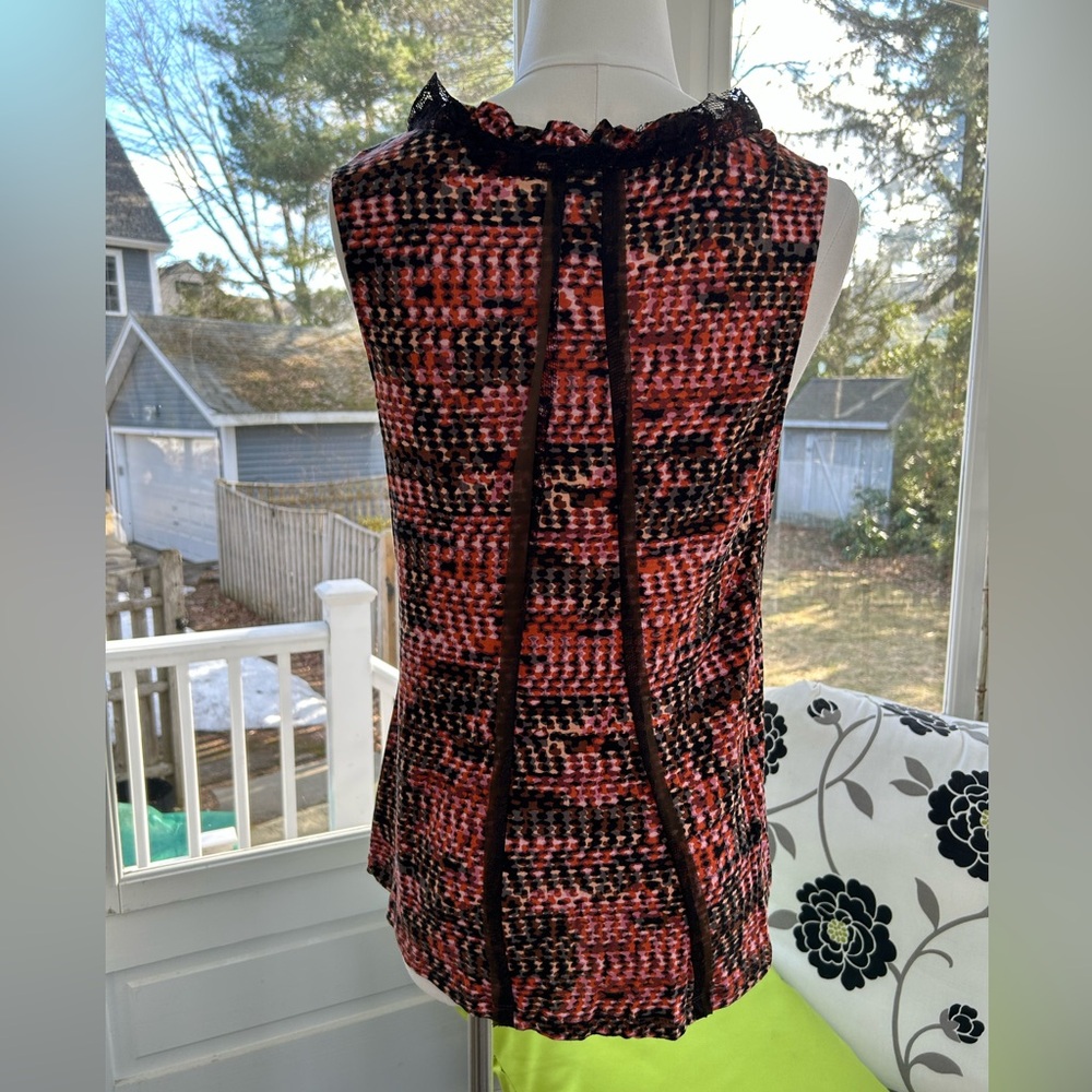 NWOT: Anthropologie One September Brown Multi Color and Lace Tank Top - Picture 3 of 6